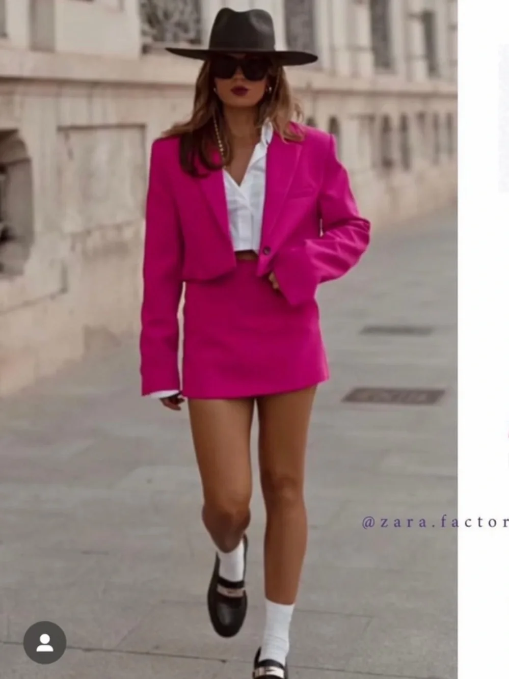 ZARA 2 PIECES MATCHING SET PINK CROPPED BLAZER AND SKORT